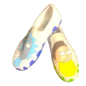 Vans Off The Wall Custom Rick And Morty Sneakers. White. Men’s 5 Women’s 6.5