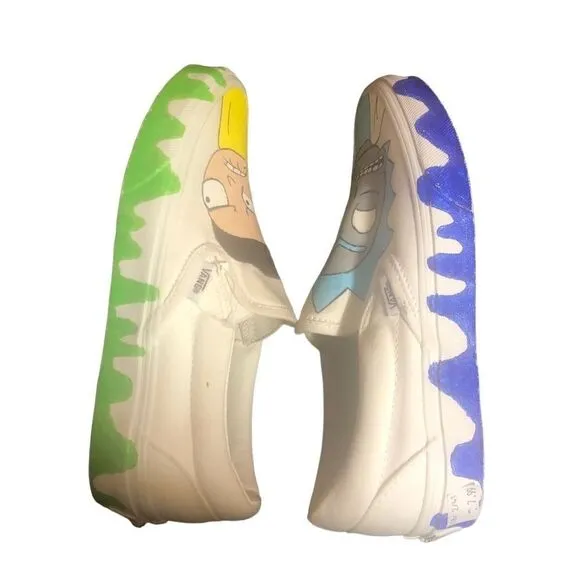 Vans Off The Wall Custom Rick And Morty Sneakers. White. Men’s 5 Women’s 6.5