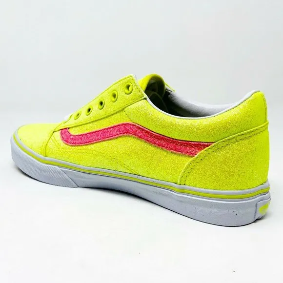 Vans Old Skool (Neon Glitter) Yellow True White Kids Girls Sneakers