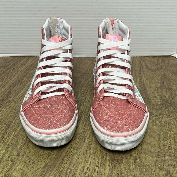 Vans Sk8-Hi Narwhal Shark Party Hi Tops Pink Glitter Sneakers Size 5.5