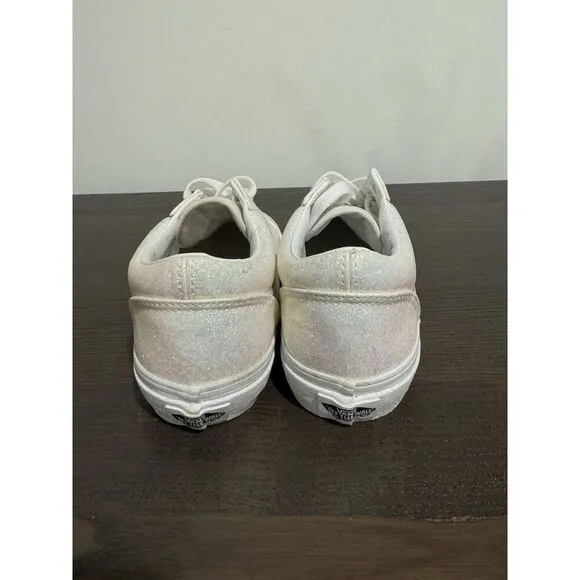 Vans Wall Old Skool White Pink UV Glitter Sneakers Shoes Girls Big Kid 6