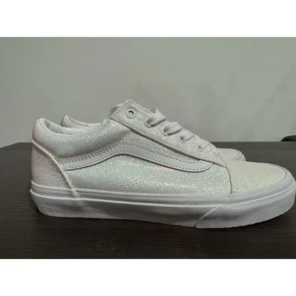 Vans Wall Old Skool White Pink UV Glitter Sneakers Shoes Girls Big Kid 6