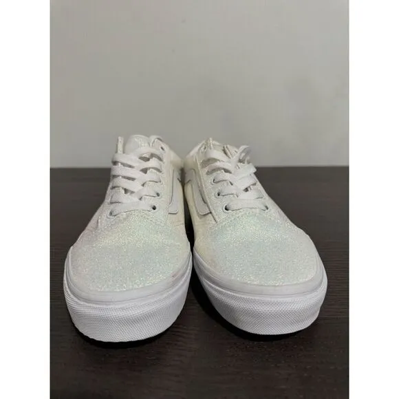 Vans Wall Old Skool White Pink UV Glitter Sneakers Shoes Girls Big Kid 6