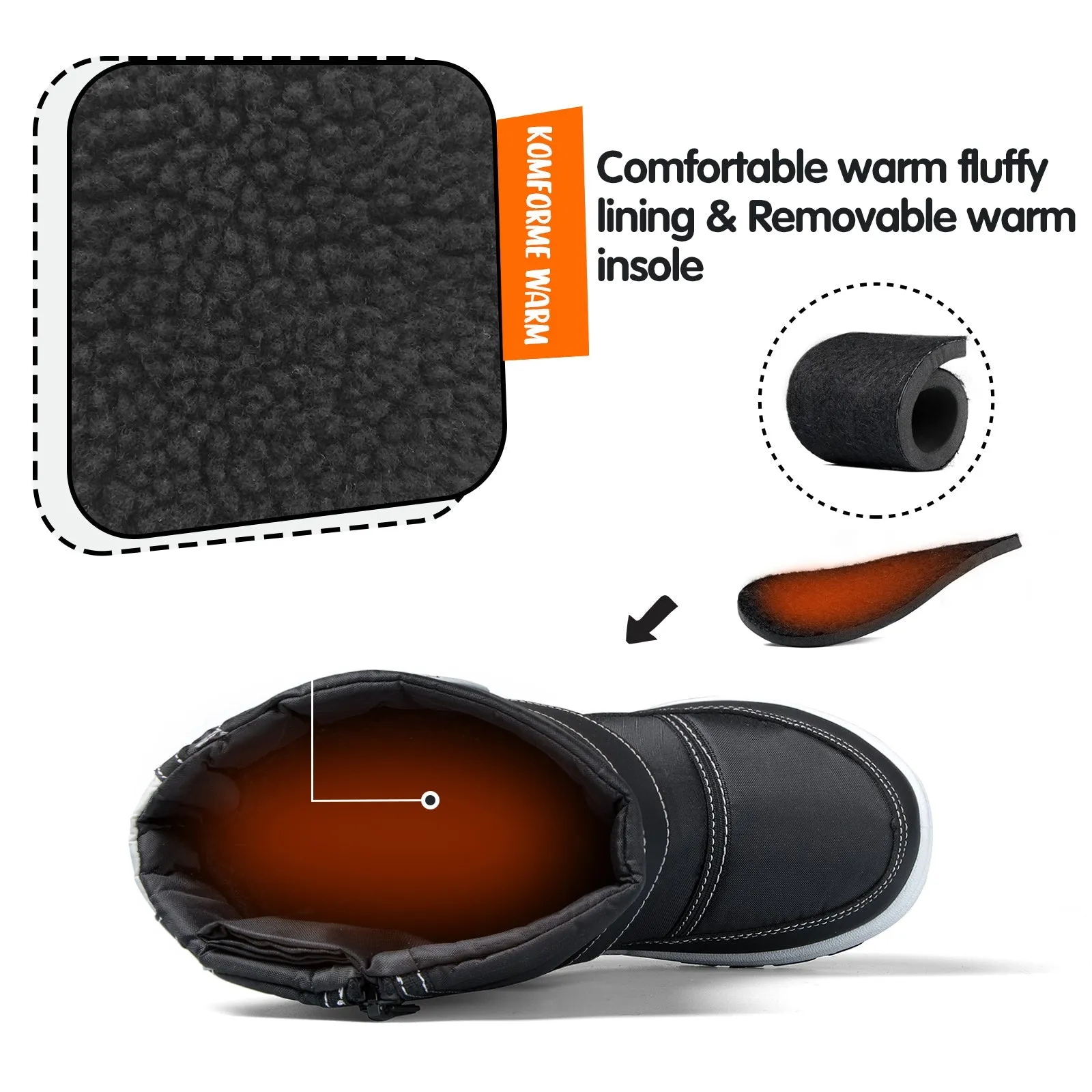 Velcro Side Zipper Outdoor Waterproof Snow Boots