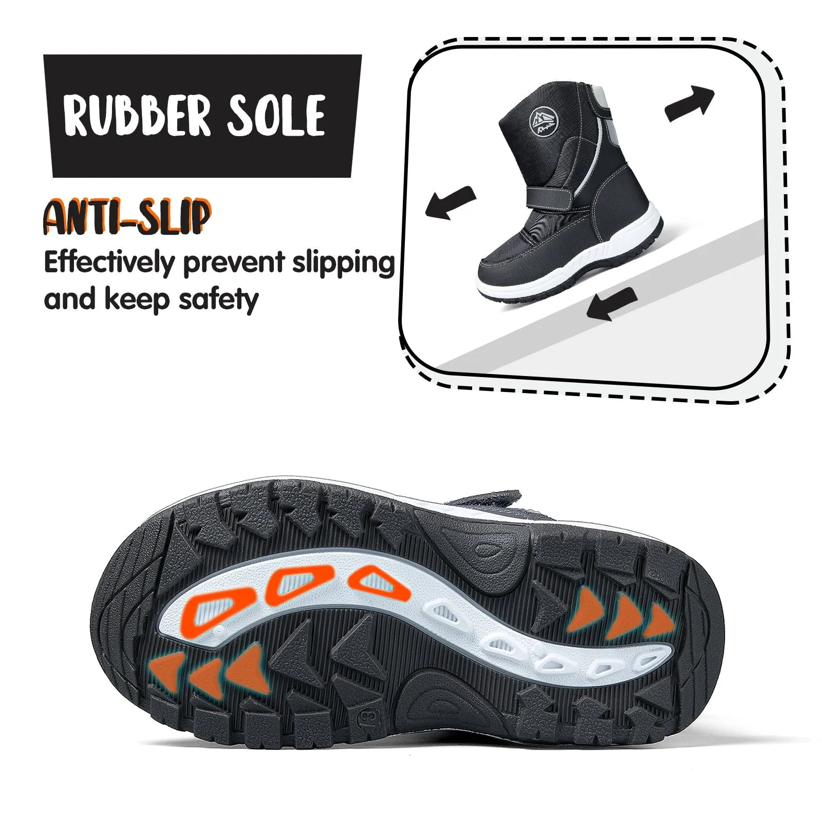 Velcro Side Zipper Outdoor Waterproof Snow Boots