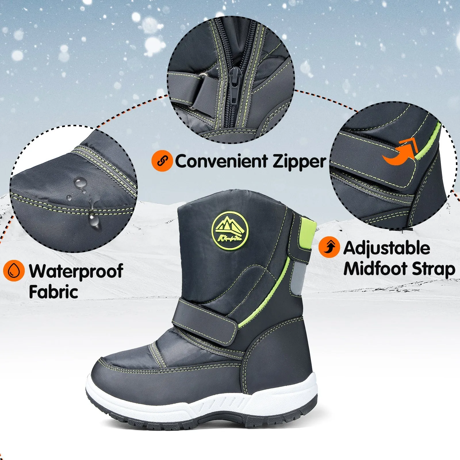 Velcro Side Zipper Outdoor Waterproof Snow Boots