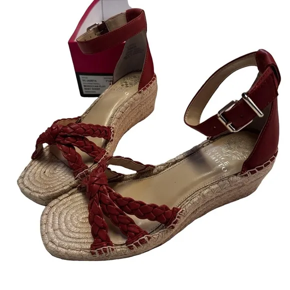 Vince Camuto Braided EspadrilleWedges Jadeya Moroccan Clay Size 7.5 Ankle Strap