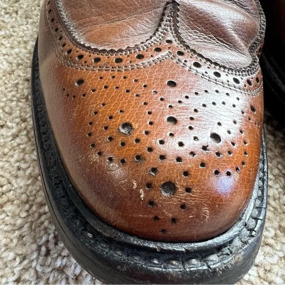 Vintage Mens Florsheim Imperial Wingtip Oxford Leather Lace Up Dress Shoe Brown