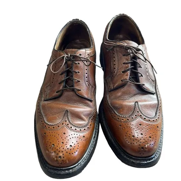 Vintage Mens Florsheim Imperial Wingtip Oxford Leather Lace Up Dress Shoe Brown