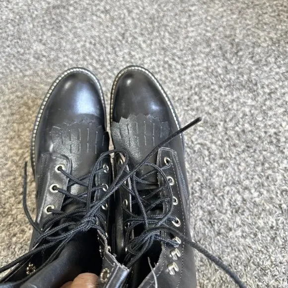 Vintage TEXAS ALL AMERICAN Made Kiltie Roper Boots Black Leather Womens 6 New