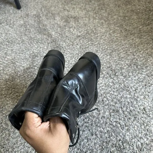 Vintage TEXAS ALL AMERICAN Made Kiltie Roper Boots Black Leather Womens 6 New