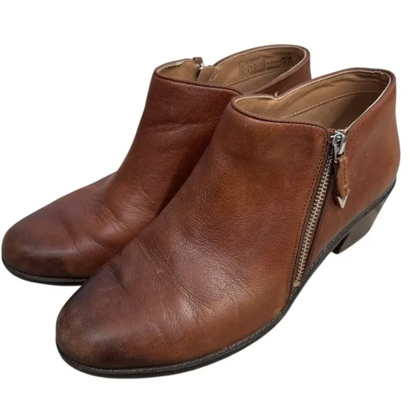 VIONIC WOMEN'S JOLENE BOOTIE CASUAL BOOTS  MOCHA SIZE 10 LEATHER ZIP BOOTIE