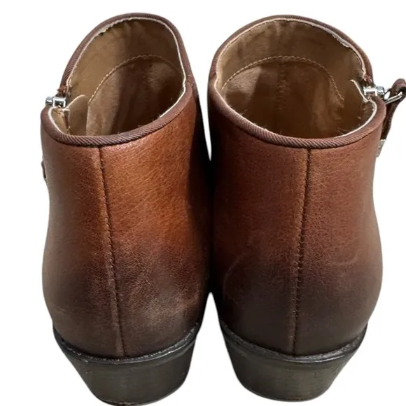 VIONIC WOMEN'S JOLENE BOOTIE CASUAL BOOTS  MOCHA SIZE 10 LEATHER ZIP BOOTIE