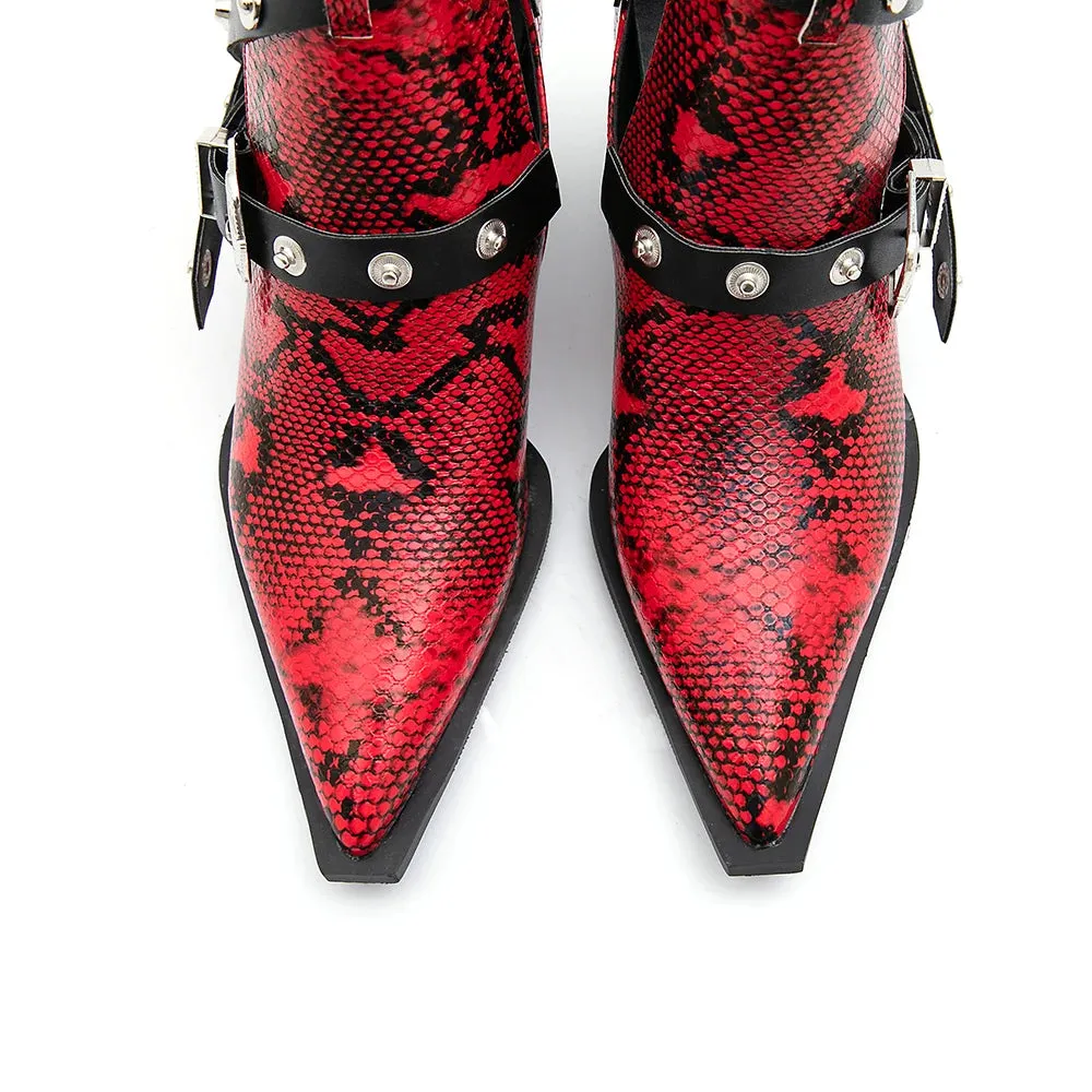 Western Snake Buckle Boots