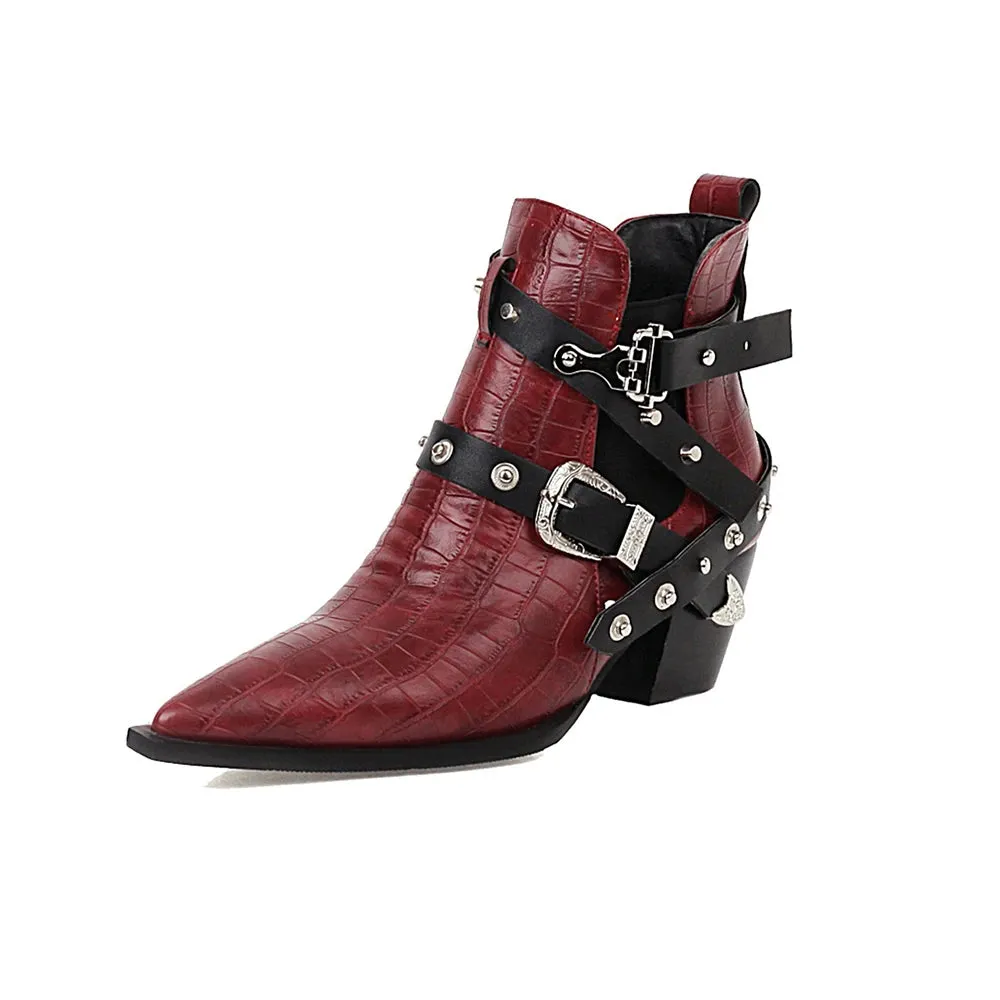 Western Snake Buckle Boots