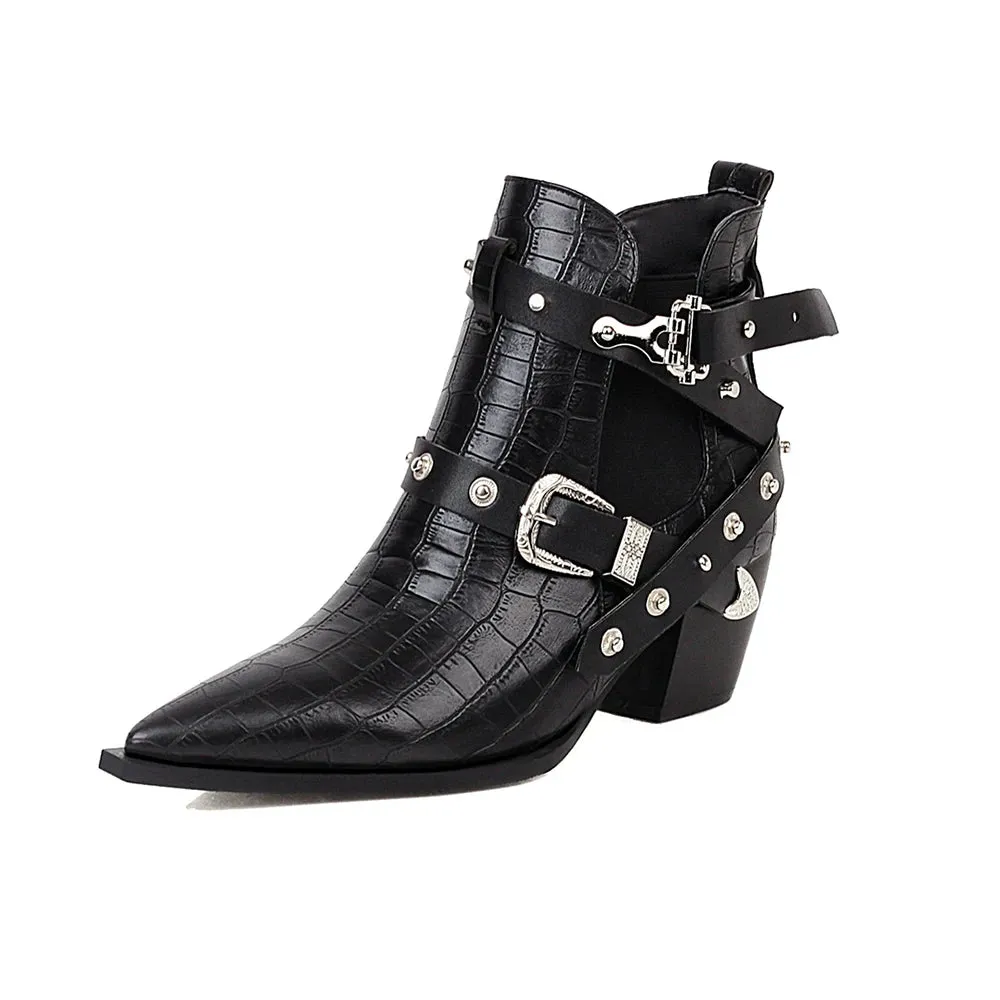Western Snake Buckle Boots