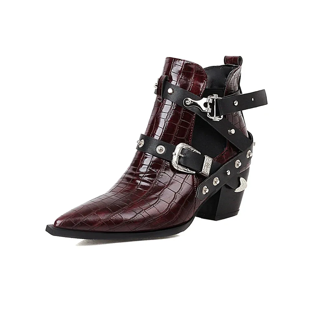 Western Snake Buckle Boots