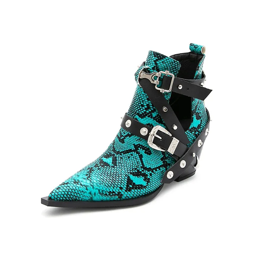 Western Snake Buckle Boots