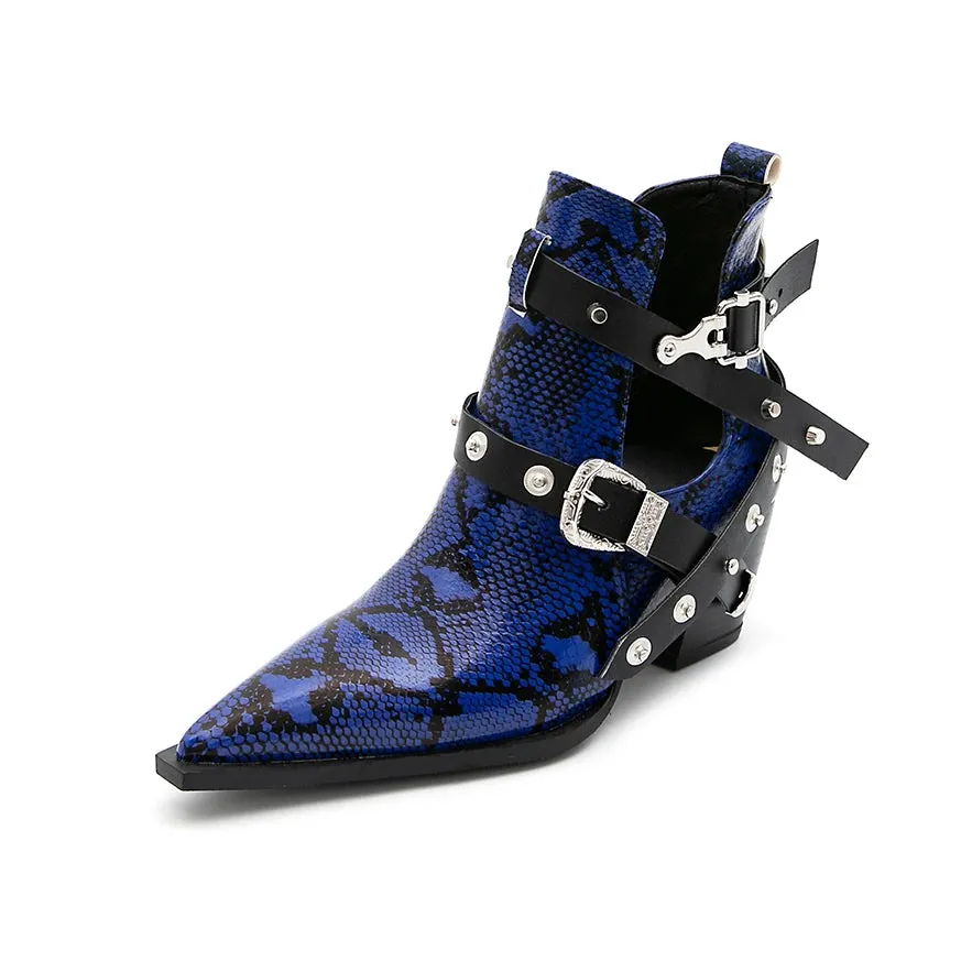 Western Snake Buckle Boots