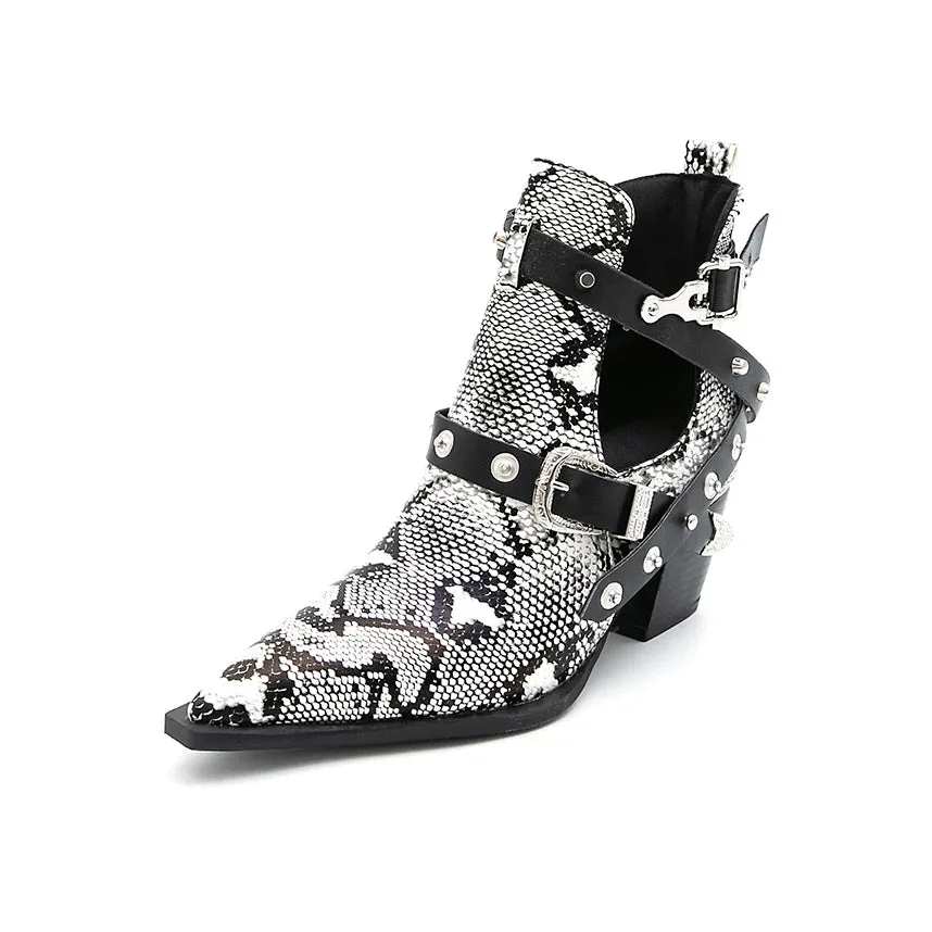 Western Snake Buckle Boots