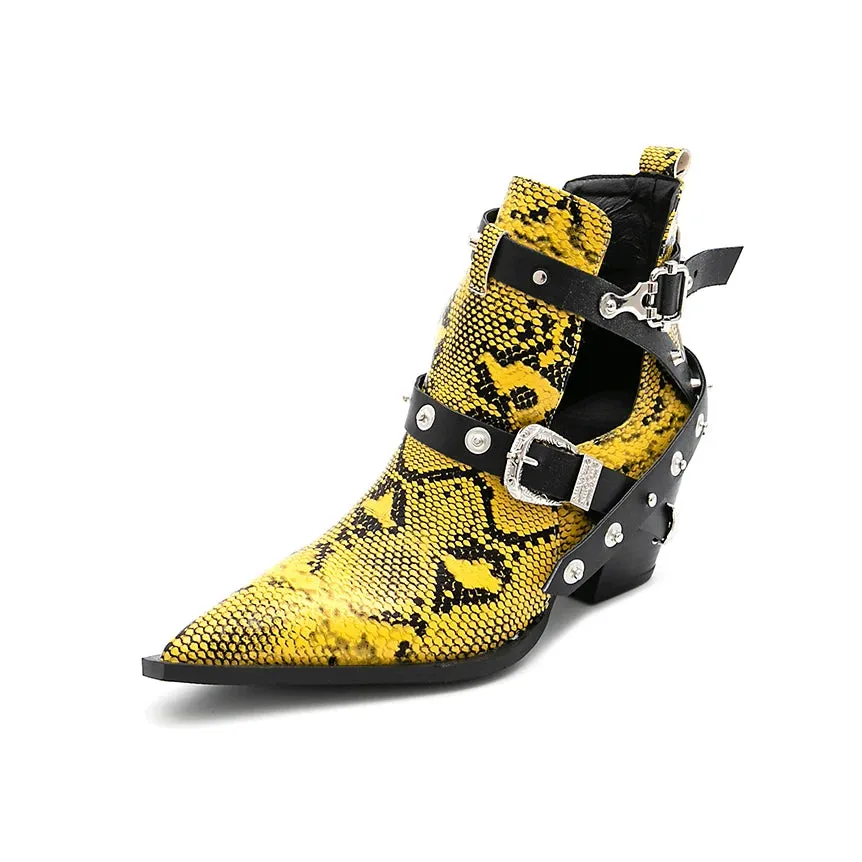 Western Snake Buckle Boots
