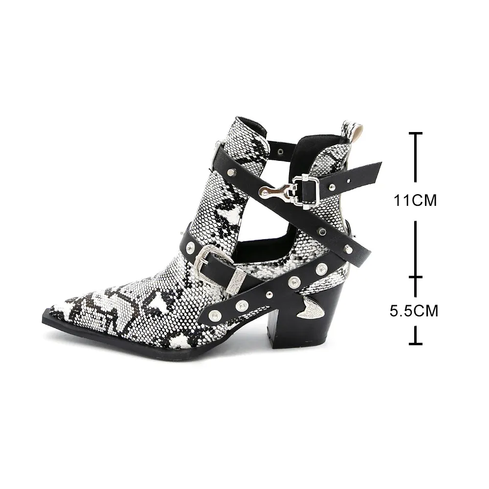 Western Snake Buckle Boots