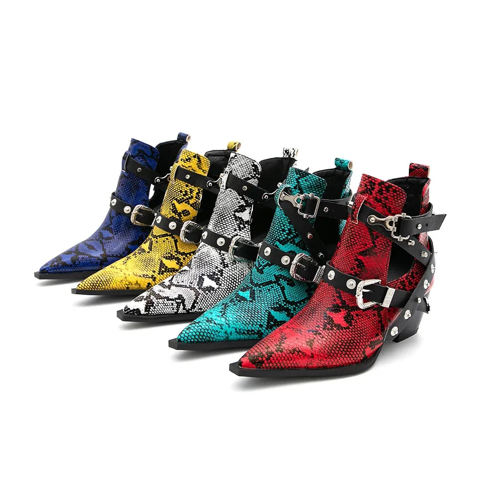 Western Snake Buckle Boots