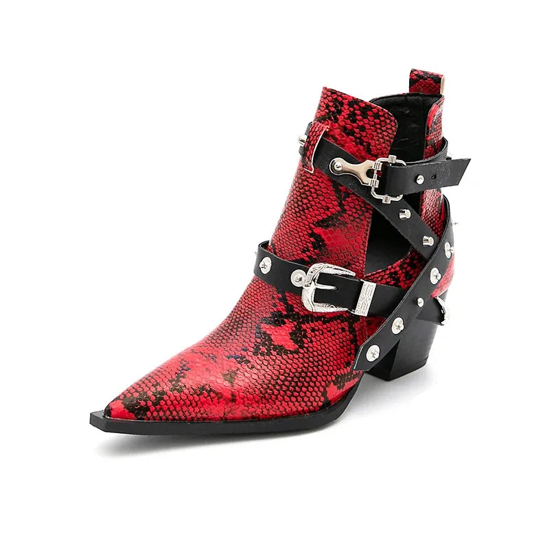Western Snake Buckle Boots