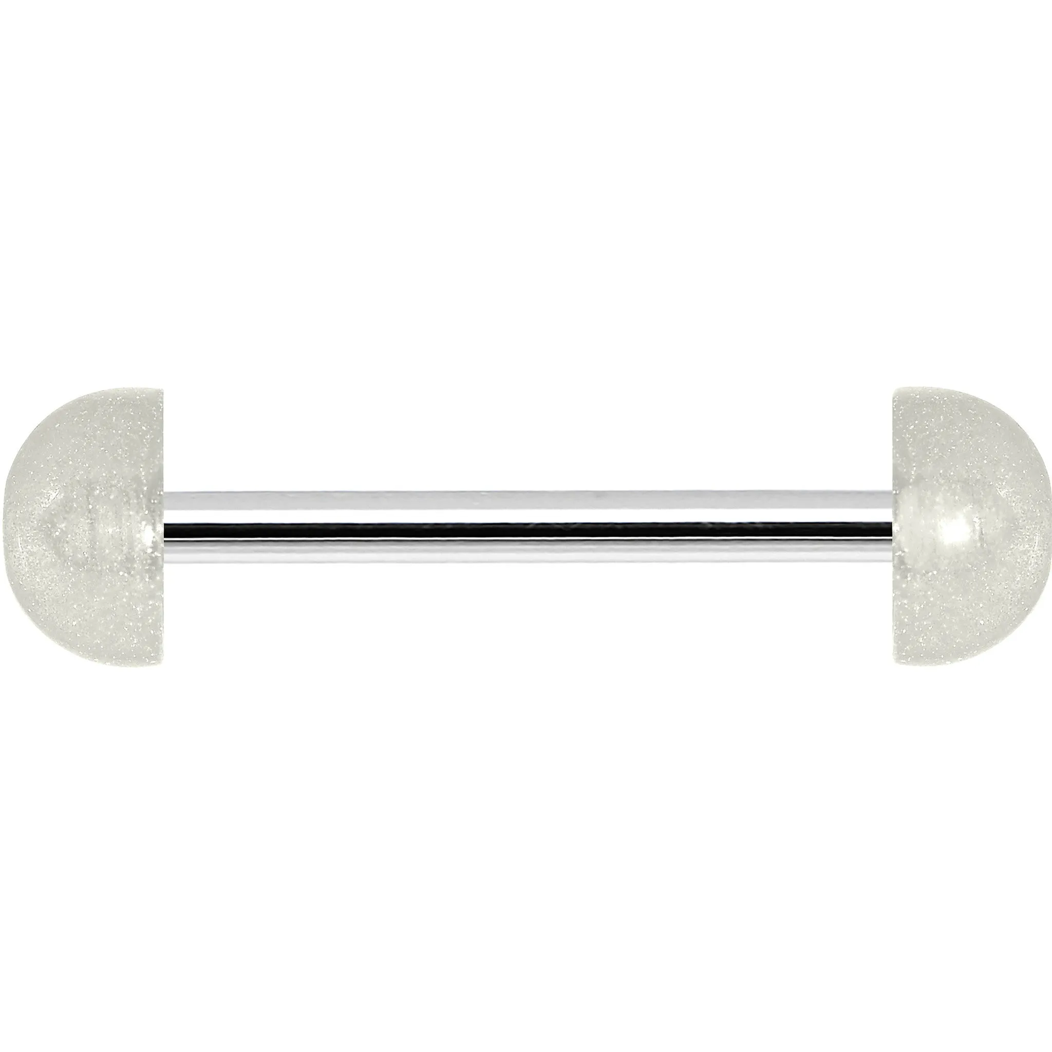 White Acrylic Half Ball Pixie Dust Barbell Tongue Ring