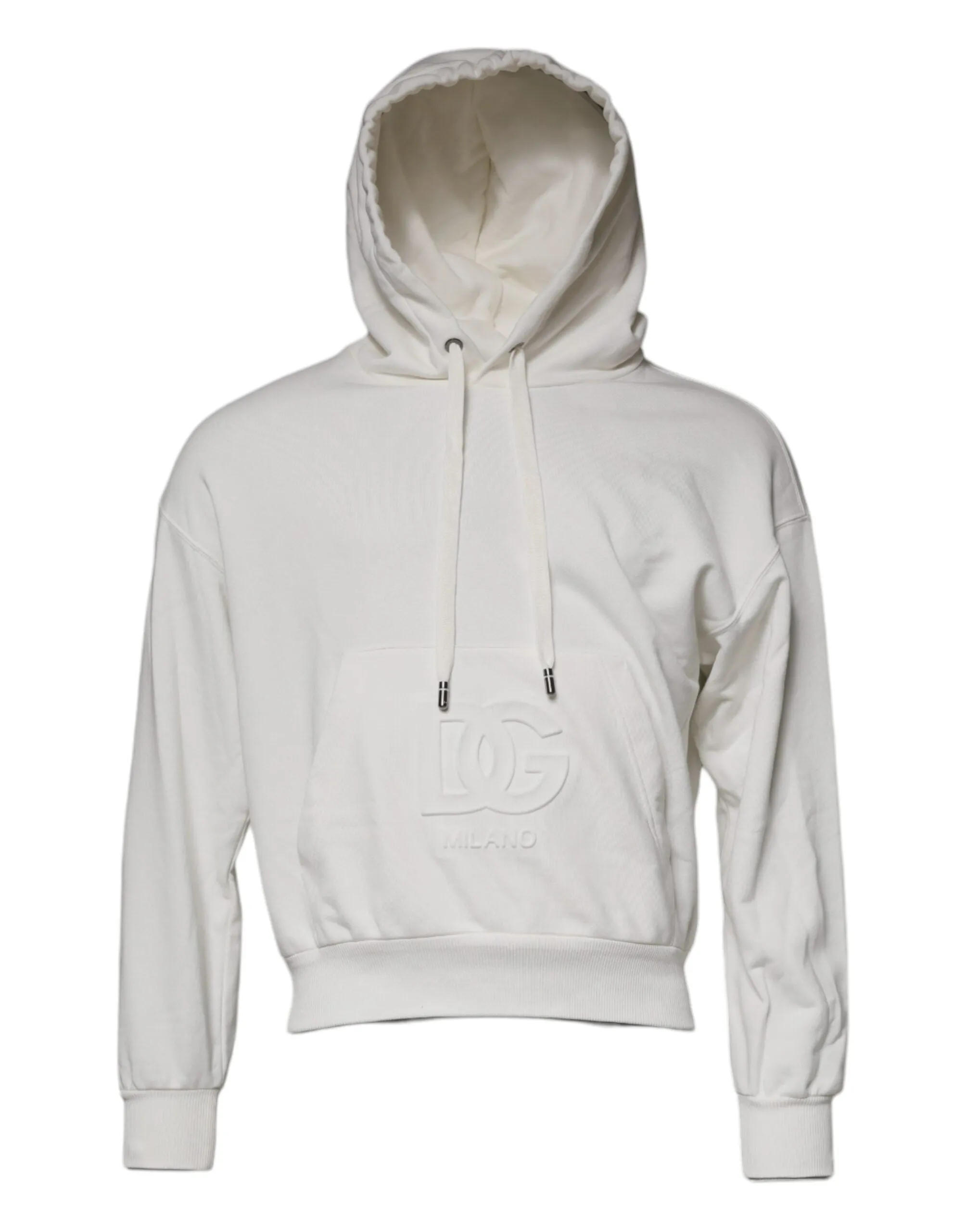White Logo Hooded Pullover Men Sweatshirt Sweater