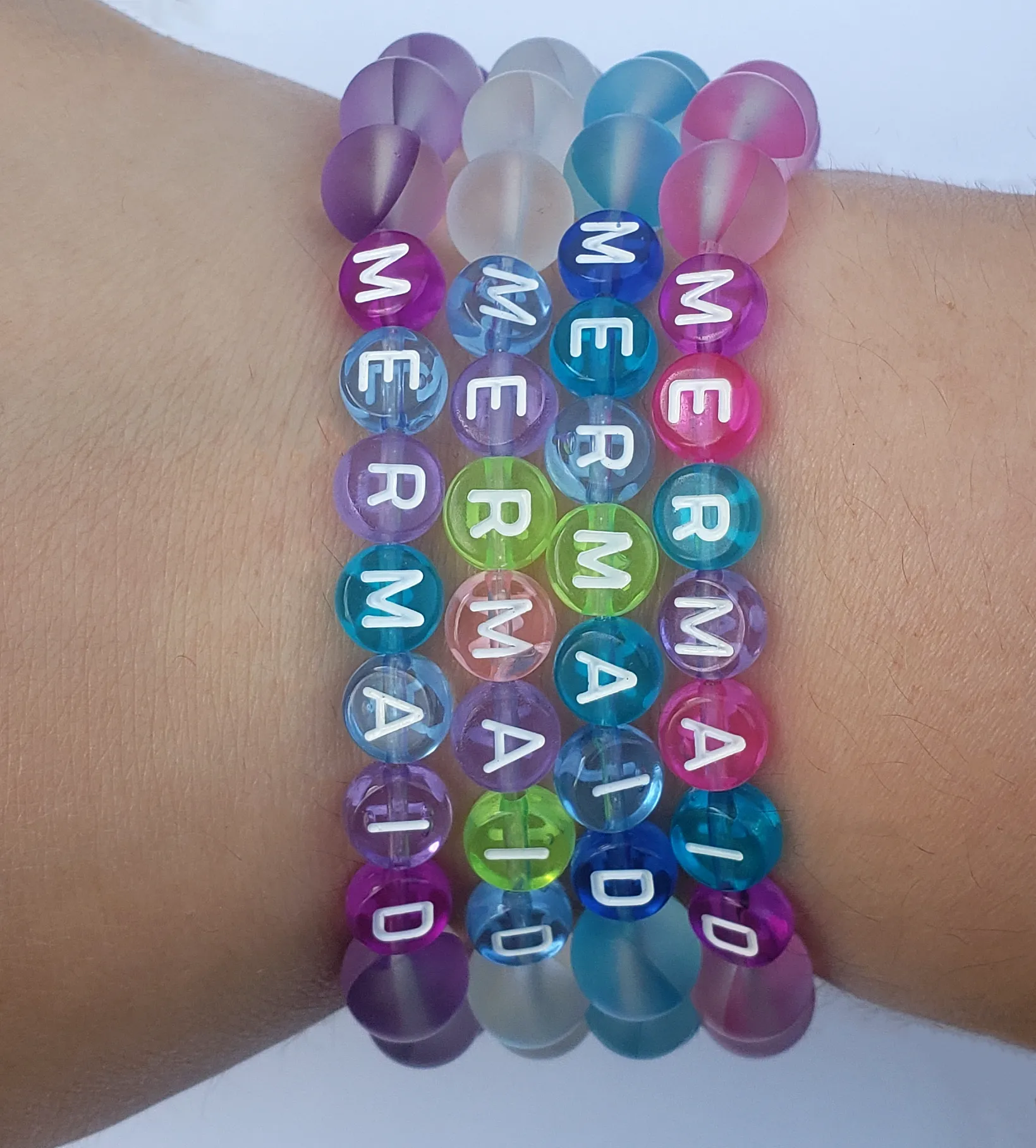 WHITE MERMAID KANDI BRACELET