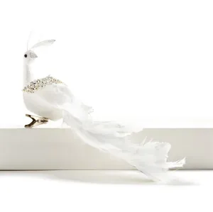 White Peacock w/tail Clip Ornament