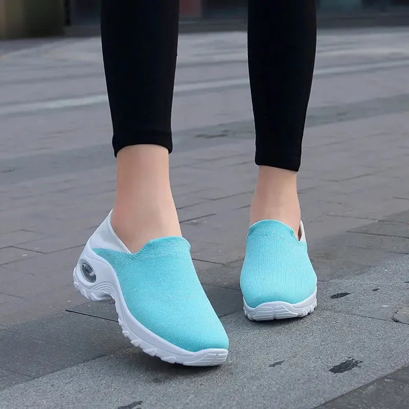 Women Sport Shoes Thick Sole Shoes Ladies  walking Fitness