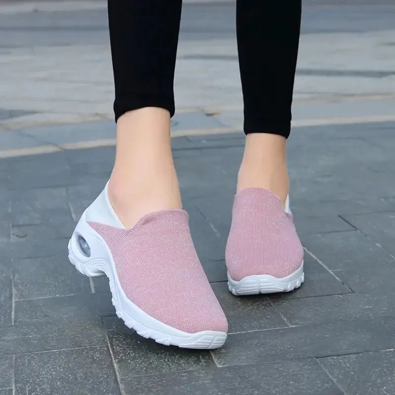 Women Sport Shoes Thick Sole Shoes Ladies  walking Fitness