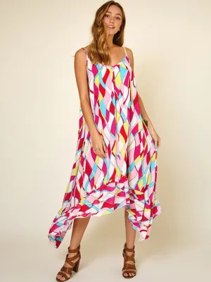 WOMEN'S SLEEVELESS COLORBLOCK MULTI PRINT MAXI DRESS
