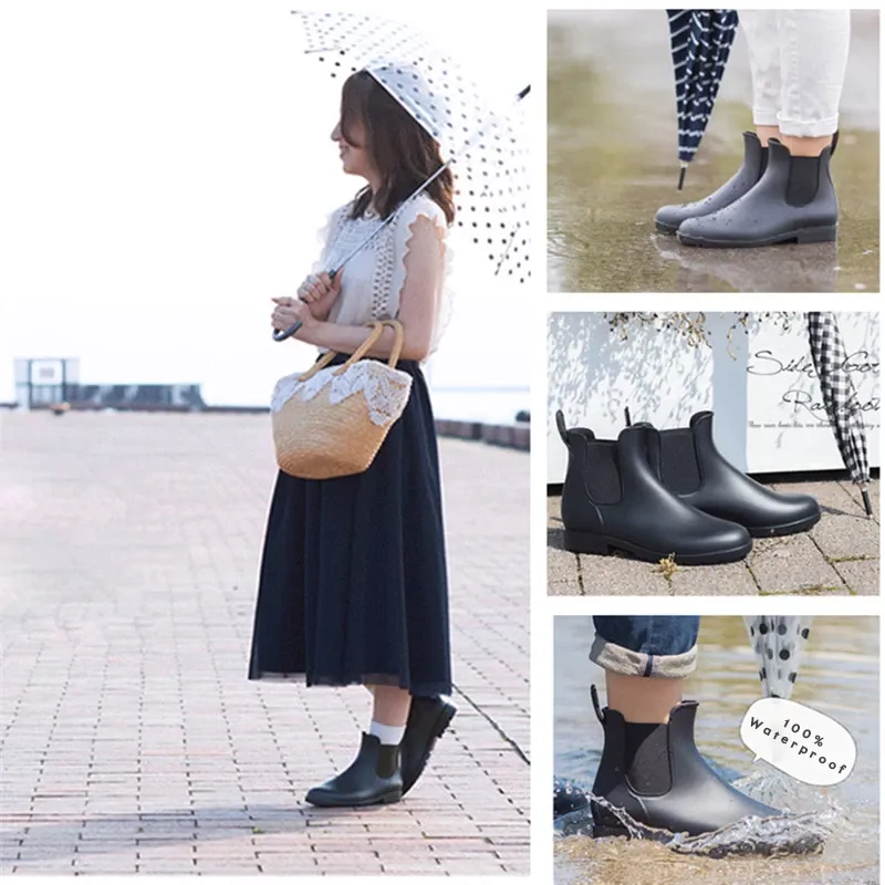 Women's Waterproof Non-Slip Rubber Ankle Boots