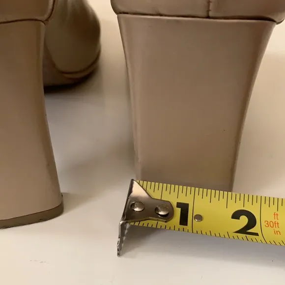 Y2K AMANDA SMITH CREAM COLOR BLOCK HEEL BOOTS