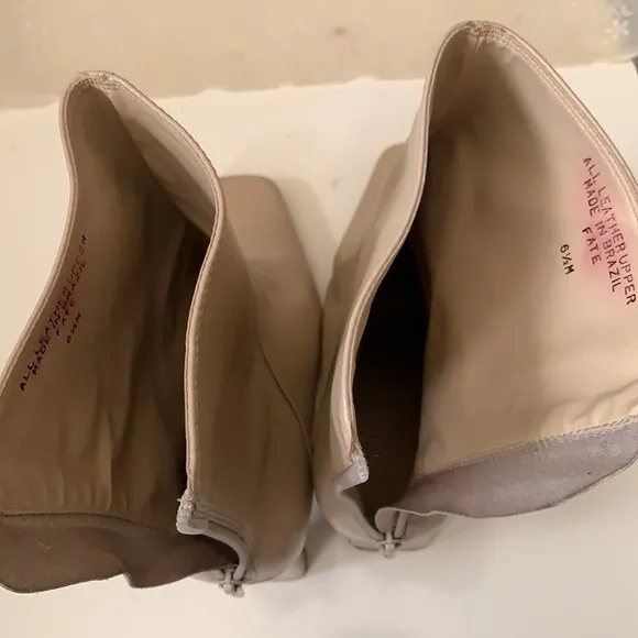 Y2K AMANDA SMITH CREAM COLOR BLOCK HEEL BOOTS