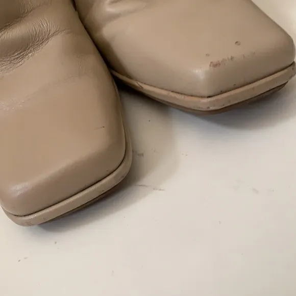 Y2K AMANDA SMITH CREAM COLOR BLOCK HEEL BOOTS