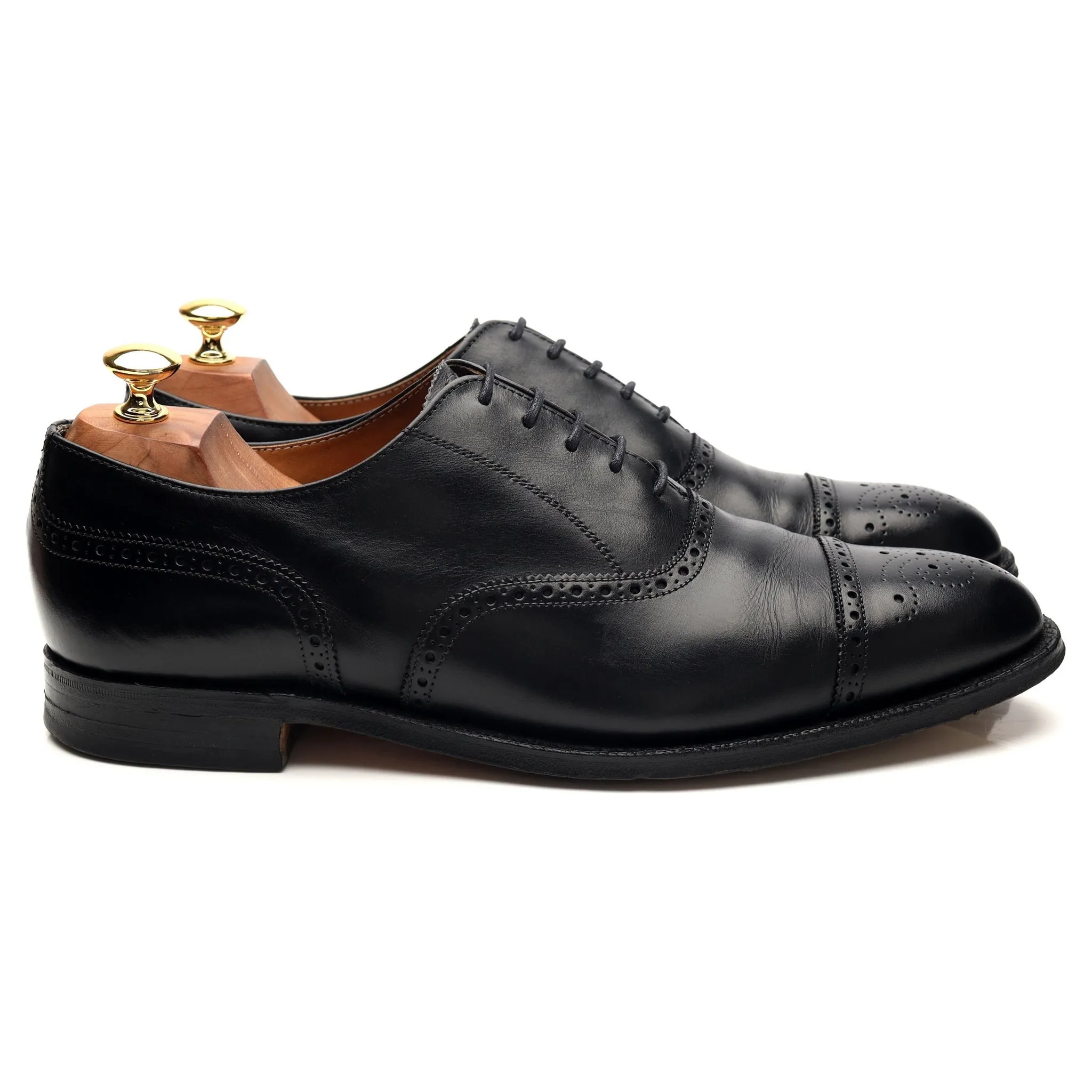 'Yardley' Black Leather Oxford Brogue UK 10.5 F