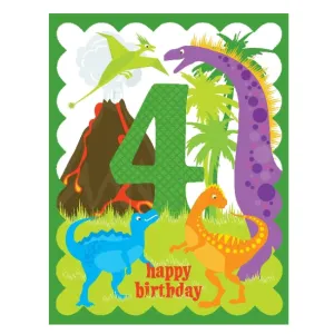 yellow bird paper greetings - 4th birthday green card
