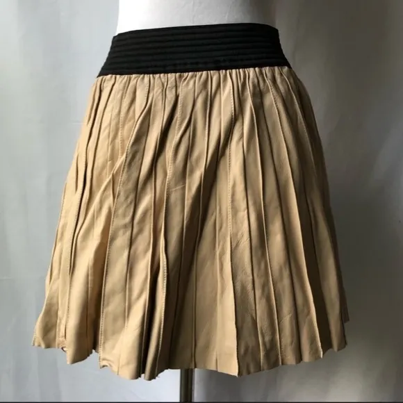“ZARA” Pleated Lamb Leather Mini Skirt