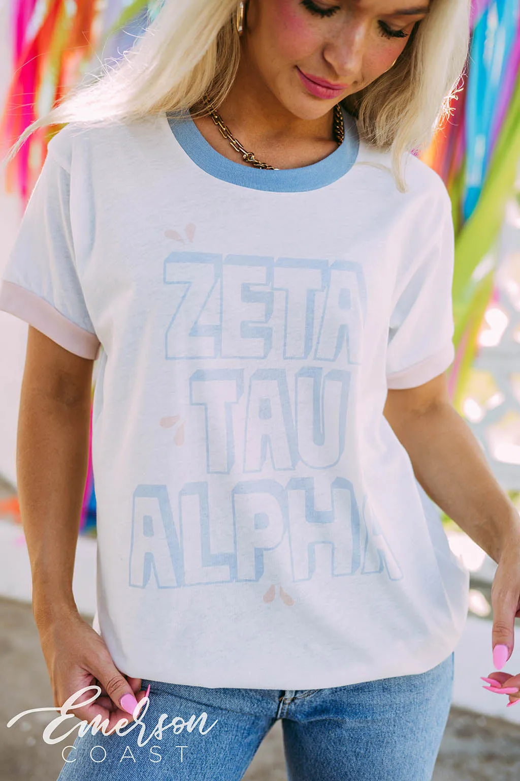 Zeta Tau Alpha Pastel Colorblock Ringer