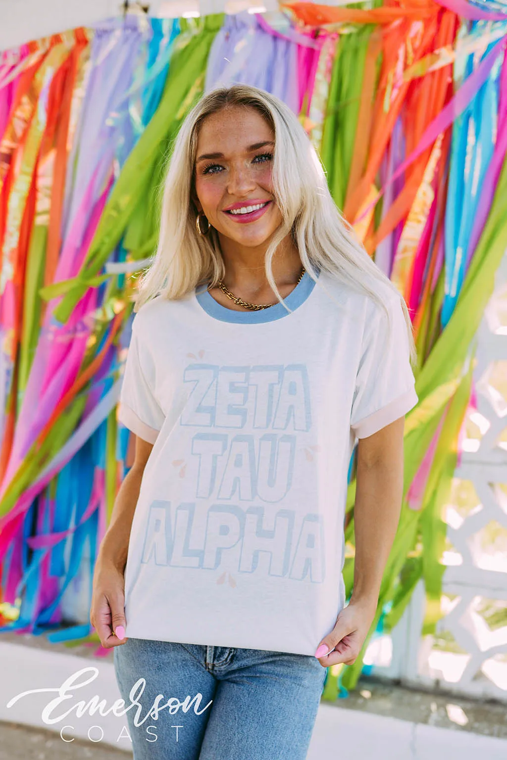Zeta Tau Alpha Pastel Colorblock Ringer